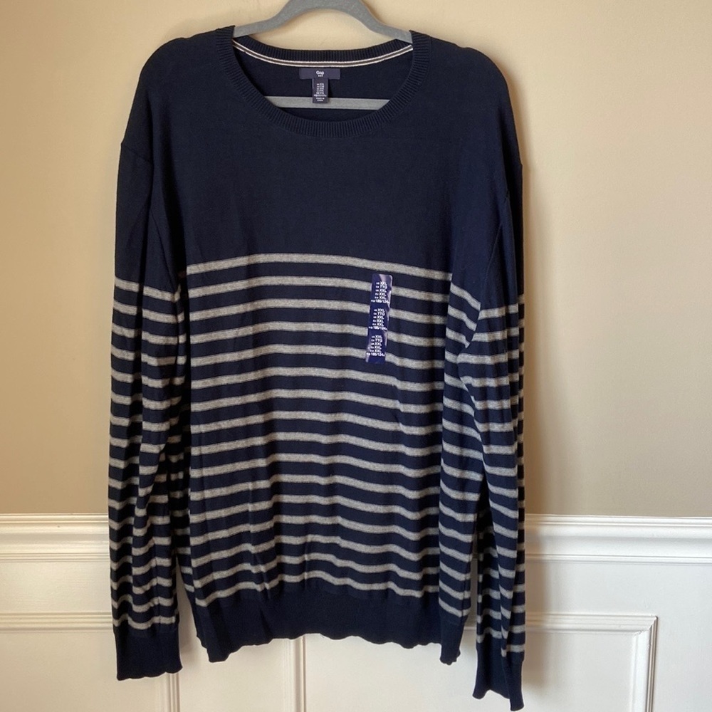 Nwot‎ Mens GAP Navy and Grey Stripe Sweater XXL